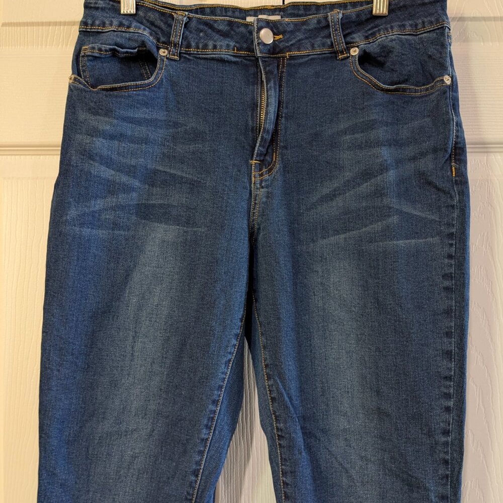 LICTZNEE Women’s Skinny Stretch High Rise Jeans, Dark Blue, Plus Size 16 - Picture 3 of 10